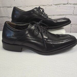 JOHNSTON AND MURPHY BARTLETT MOC TOE SHOES BLACK NAPPA LEATHER, MENS 8 EUC
